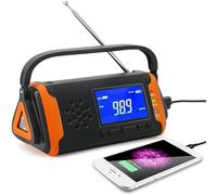 MTMHFPER Emergency Radio, Multifunction Portable Solar Radio Fm/Am Weather Radio, with LCD Display, USB Charge, 4000Mah Battery Power, Led Torch, Emergency Use for Household and Outdoor,