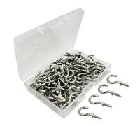 MTMXALBBR 100pcs 1/2 Inch Small Screw Hook, Mini Metal Twist Cup Hooks Heavy Duty Screws Wood Wall Ceiling(Silver)