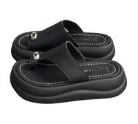 MTNBHH Women's Platform Sandals with Arch Support, Non Slip and Lightweight Slip on Slides Comfortable Summer PU Leather Flip Flops Perfect for the Beach, Long Walks or Poolside(Black,5 UK)