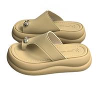 MTNBHH Women's Platform Sandals with Arch Support, Non Slip and Lightweight Slip on Slides Comfortable Summer PU Leather Flip Flops Perfect for the Beach, Long Walks or Poolside(Brown,6 UK)
