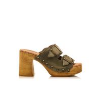 MTNG Women's Heeled Sandals Coyote 53631 Woman | Leather, with Leather Interior and Round Toe | Casual Heel Sandals | Non-Closure-Open, green, 8.5 UK