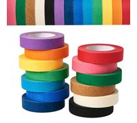 MtnLaur Coloured Masking Tape 12 Rolls, Colourful Adhesive Tape 1.5cm x 13m, Removable Masking Tape Painters Tape, Craft Art Paper Tape, for Labeling Art Craft Lesson DIY Wall Paintings Rainbow Tape