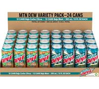 MTNN Dew USA Soft Drink Variety Pack - 24 Cans, Baja Carbo Citrus & Baja Blast (12 Cans Each, 355 ml)