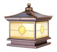MTNROO Chinese Style Solar Powered Pillar Lighs Vintage IP65 Rainproof Solar Stigma Lamp Classical Garden Square Post Lighting Die-Casting Aluminum Column Light for Post Villa Deck Patio Fence