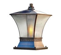 MTNROO Courtyard Vintage Pillar Light 1 Pack Classic Creative Column Lamp Personalized IP65 Waterproo Stigma Floor Lamps European-Style All Copper Deck Cap Lights for Fence Post Corridor Garden