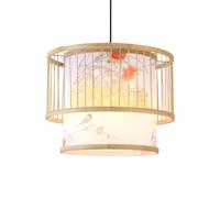 MTNROO Japanese Style Lantern Ceiling Lighting Fixture With Floral Decoration Bamboo Pendant Lamp Handwoven Classical Hanging Light Retro Zen-inspired Chinese Style Chandelier For Farmhouse Rustic