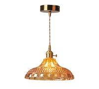 MTNROO Retro Amber Color Hanging Lamp with Adjustable Cord Pendant Light 1 Piece E27 Single Head Chandelier Industrial Small Hanging Lighting Fixture for Over Sink Kitchen Island Restaurant Hotel