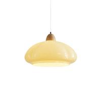 MTNROO Solid Wood Cream Wind Chandelier Creative Personalized Pumpkin Pendant Lights Aisle Balcony Orange Glass Ceiling Light Shade Mid Century Hanging Lighting Fixture for Indoor Living Room Bar