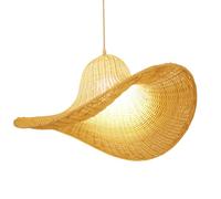 MTNROO Straw Hat Shape Bamboo Hanging Lamp Modern Handmade Weave Chandelier Wicker Creative Pendant Light Elegant Boho Ceiling Lighting Fixture for Dining Room,Living Room Bar Corridor Rustic