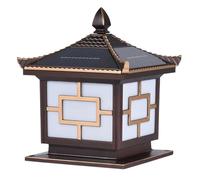 MTNROO Vintage Solar Powered Post Cap Light E27 Solar Outdoor Column Lamp Lighting Fixture Fence Post Decorative Floor Lights Modern Personality Classical Stigma Headlight for Deck Lawn Gate Bollard