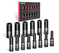 MTO 14-Piece 1/4" Drive Magnetic Deep Impact Socket Set, Metric Size (4mm-15mm) 6 Point Sockets