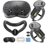 MTomatoVR Cover Set for Quest 3s,Included Battery Opening Longer Controller Grips,TPU Hard Shell Cover,Silicone Face Cover and Lens Cover for Quest 3s (Black, for Quest 3s)