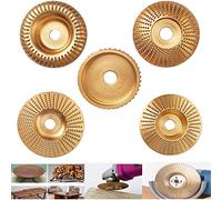 MTOMDY 5 PCS Tungsten Carbide Wood Carving Discs, Compatible with 4/4-1/2 inch Angle Grinder, 180 Grit, Gold, Ideal for Sanding, Shaping, Polishing Non-metal Materials