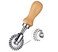 MTOMDY Ravioli Cutter Stamps with Roller Wheel Round Mold with Wooden Handle and Fluted Edge Pasta Press Pasta Cutter for Home and Kitchen Use- 1.3" Diameter