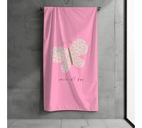 MTOnlinehandel Children's Beach Towel 70 x 140 cm - Soft & Absorbent Bath Towel with Butterfly Motif - Cotton & Polyester Mix - Quick Drying