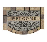 MTOUOCK New Large 36"x24" Heavy Duty Welcome Mat Outdoor with Non-Slip Rubber Backing - Durable Outdoor Door Mat for Front Door Entrance, Garage, Patio & High Traffic Areas - Stone Scroll Design
