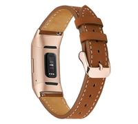 Mtozon Leather Bands Compatible with Fitbit Charge 6/Charge 5, Replacement Genuine Leather Straps for Women Men, Frosted Brown