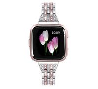 Mtozon Metal Bands Compatible with Fitbit Versa/Versa 2/Versa Lite, Replacement Metal Rhinestone Bling Bracelet Wristband for Women, Silver Rose Gold Black, Silver with Rose Gold, 5.3-8.1 inches