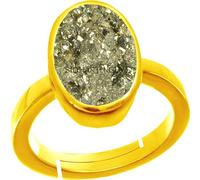 Mtrolls 3.25 Ratti 2.00 Crt Natural Pyrite Crystal Ring Gold Plated Ring With Adjustable Size For Men And Women