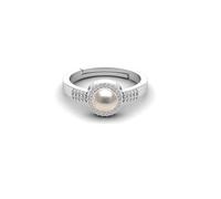 Mtrolls South Sea Pearl 5.25 Ratti 4.50 Carat Natural Pearl Gemstone Original Certified Moti Adjustable Astrological panchhdhaatu/Ashtadhatu Silver Plated Ring for Men and Women