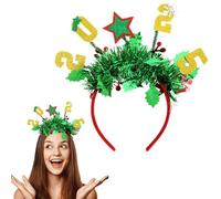 Mtruil Christmas Headbands Green Red Star Christmas Headband with numbers' 2025 ' Designs Red Christmas Hair Hoop Christmas Headbands for Women (Xmas Series 1 Pcs)