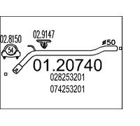 MTS 01.20740 Exhaust Pipe Front Fits VW Transporter/Caravelle Transporter
