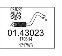 MTS 01.43023 Exhaust Pipe Front For Centre Muffler Fits Citroën C4 Peugeot 307