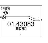MTS 01.43083 Exhaust Pipe Front For Centre Muffler 980mm Length Fits Ford Kuga