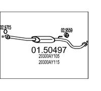 MTS 01.50497 Centre Muffler 1700mm Length Exhaust Fits Nissan Micra Micra C+C