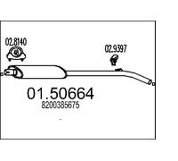 MTS 01.50664 Centre Muffler 1180mm Length Fits Renault Clio Modus / Grand Modus