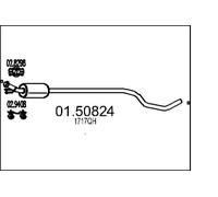 MTS 01.50824 Centre Muffler 1960mm Length Fits Citroën C4 DS4 Peugeot 308