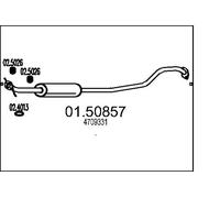 MTS 01.50857 Centre Muffler 1950mm Length Fits Opel Agila Suzuki Splash