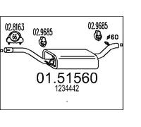 MTS 01.51560 Centre Muffler Fits Ford C-Max Focus C-Max Focus Volvo C70 S40 V50
