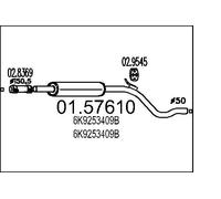 MTS 01.57610 Centre Muffler 1400mm Length Exhaust System Fits Seat Inca VW Caddy