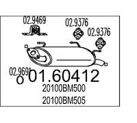 MTS 01.60412 Rear Muffler 600mm Length Exhaust System Fits Nissan Almera