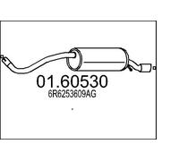 MTS 01.60530 Rear Muffler 1100mm Length Exhaust System Replacement Fits VW Polo