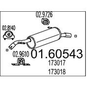 MTS 01.60543 Rear Muffler 1050mm Length Exhaust Fits Citroën C2 C2 Enterprise