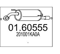 MTS 01.60555 Rear Muffler 750mm Length Exhaust Replacement Fits Nissan Juke