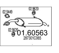 MTS 01.60563 Rear Muffler 800mm Length Exhaust System Fits Hyundai Getz