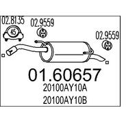 MTS 01.60657 Rear Muffler 860mm Length Exhaust System Fits Nissan Micra Note