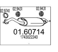 MTS 01.60714 Rear Muffler 950mm Length Exhaust System Fits Toyota Corolla