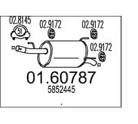 MTS 01.60787 Rear Muffler 700mm Length Exhaust Replacement Fits Opel Meriva