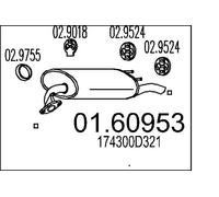 MTS 01.60953 Rear Muffler 1060mm Length Exhaust System Fits Toyota Corolla