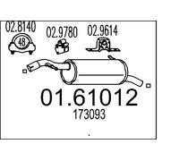 MTS 01.61012 Rear Muffler 970mm Length Exhaust System Fits Peugeot 207 207 Sw
