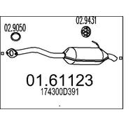 MTS 01.61123 Rear Muffler 1100mm Length Exhaust System Fits Toyota Auris