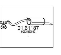 MTS 01.61187 Rear Muffler Exhaust Replacement Fits Seat Cordoba Skoda Fabia