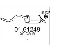 MTS 01.61249 Rear Muffler 1250mm Length Exhaust System Fits Renault Clio