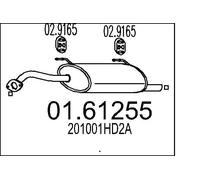 MTS 01.61255 Rear Muffler 1000mm Length Exhaust System Fits Nissan Micra