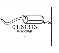 MTS 01.61313 Rear Muffler 1305mm Length Exhaust System Fits Skoda Fabia