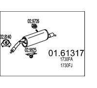 MTS 01.61317 Rear Muffler 1100mm Length Exhaust System Fits Citroën C3 DS3